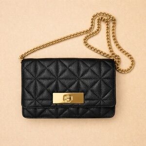 Kate Spade Avalon Sedgewick Place Black Crossbody Purse, Gold tone Chain Strap